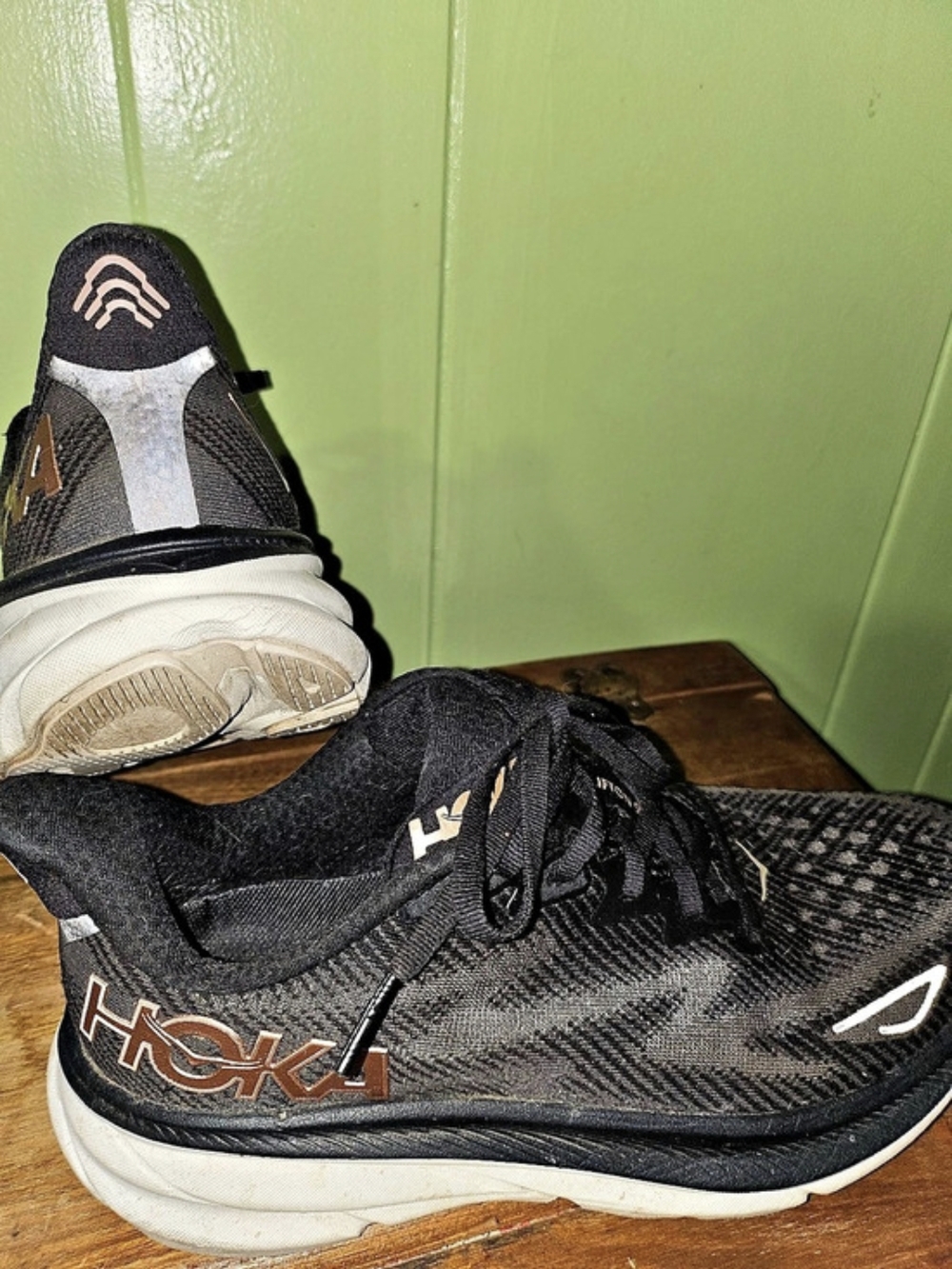 Hoka Clifton 8 Black & White Athletic Shoes
